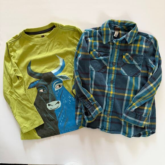 Tea Collection Bundle of 2 long sleeve shirt + flannel sz 7 C018 - Picture 1 of 3